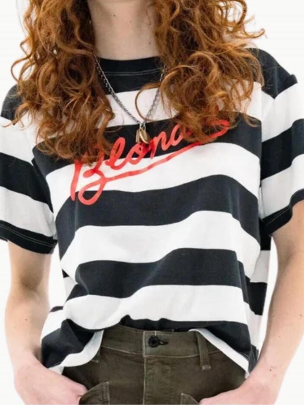 ASKK NY Shrunken Boy Striped Tee in Blondie Size XS New